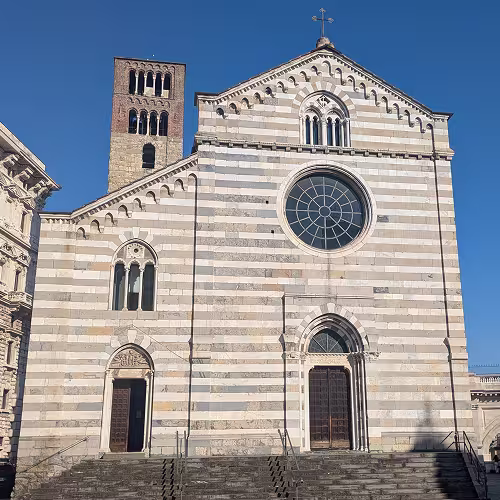 Facade of the Abbey Church of Santo Stefano in Genoa, Liguria
