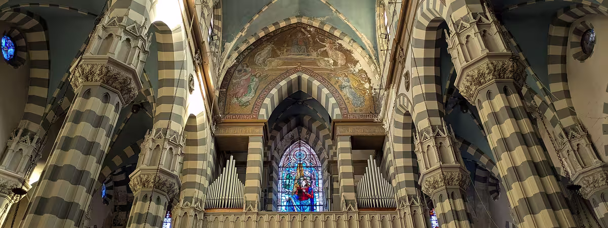 View of the interior of the neogothic Church of San Teodoro, Genoa