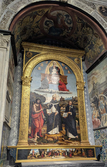 Painting of Pier Francisco Sacchi, Madona Odigitria with Saints, church of Santa Maria di Castello, Genoa