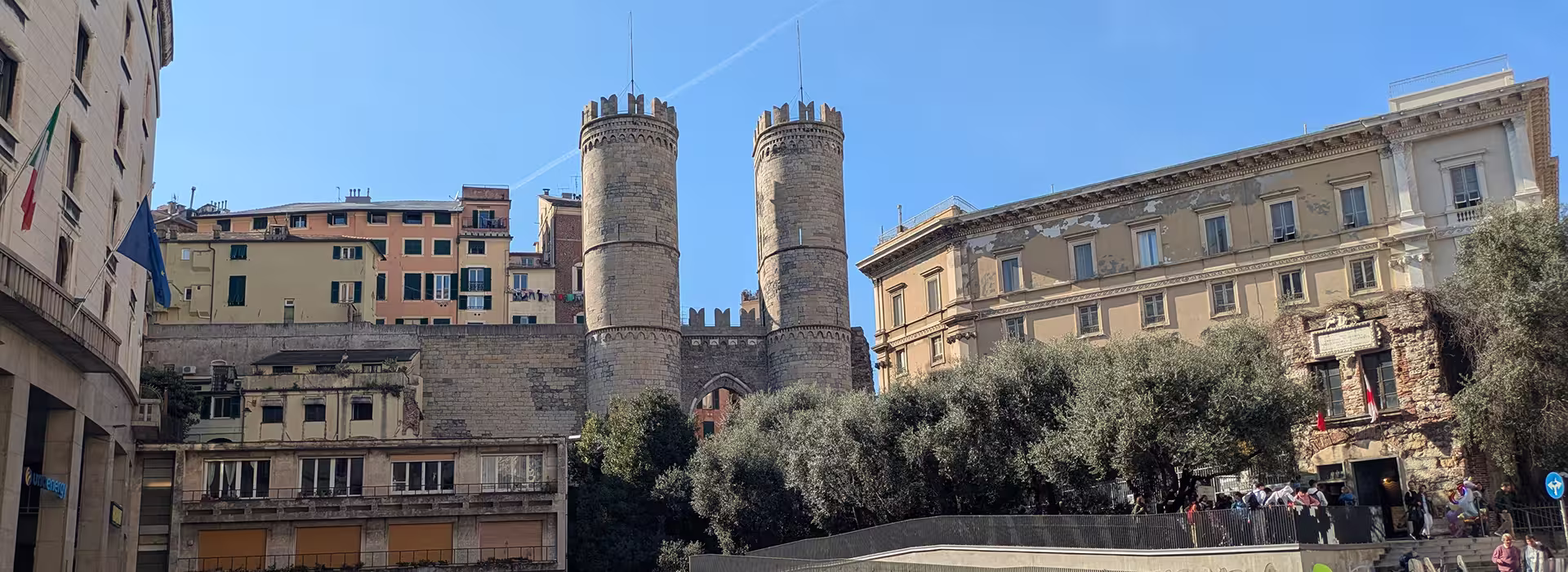 Porta Soprana, main remains of the Barbarossa walls of Genoa, Italy