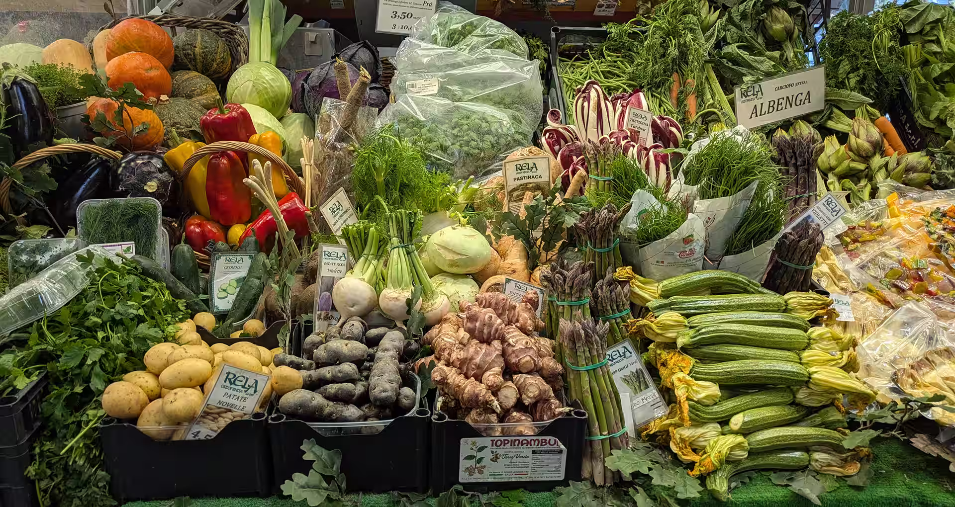 Vegetable stand in the Mercato del Oriente, Genoa